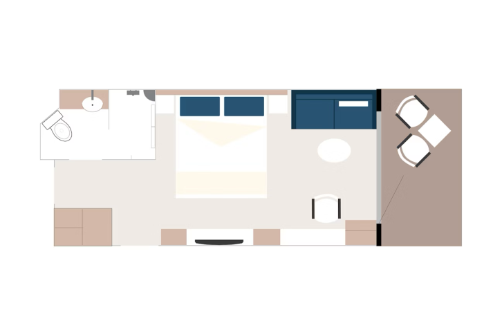 Balcony Stateroom Category B - Solo floor Plan