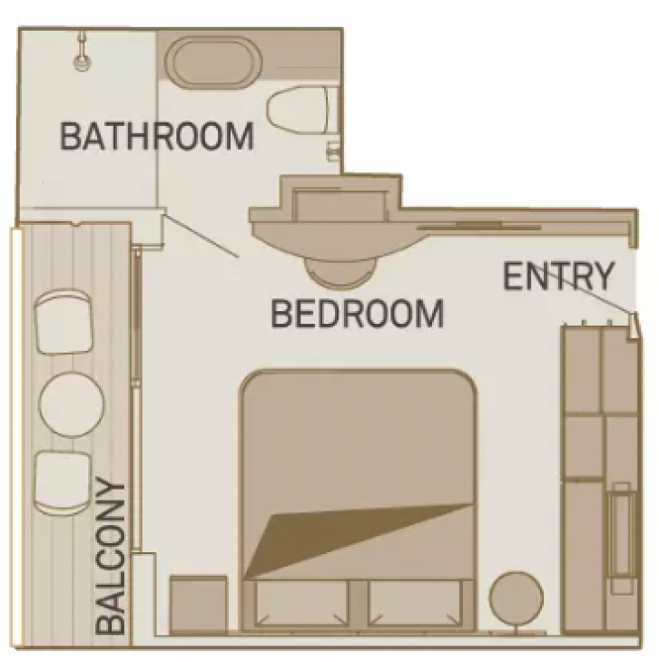 Single Balcony Suite floor Plan