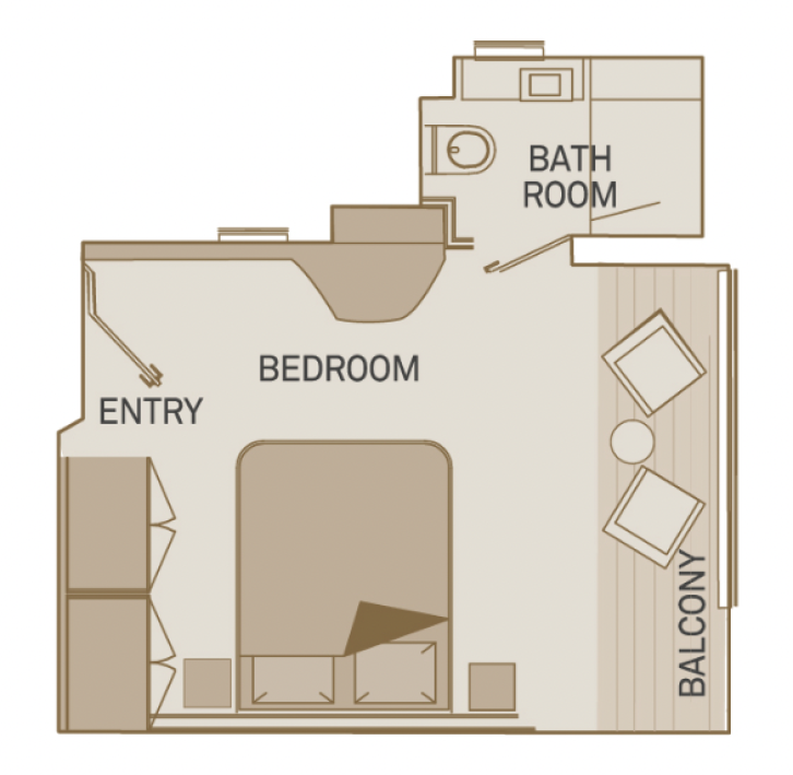 Lower Deck Balcony Stateroom floor Plan